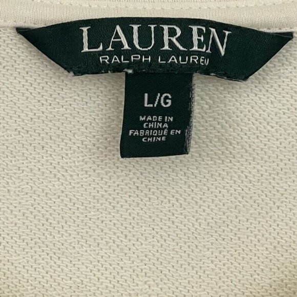 Ralph Lauren Sweatshirt Womens Large White Fleece Drawstring Cursive Script Logo - Picture 2 of 11